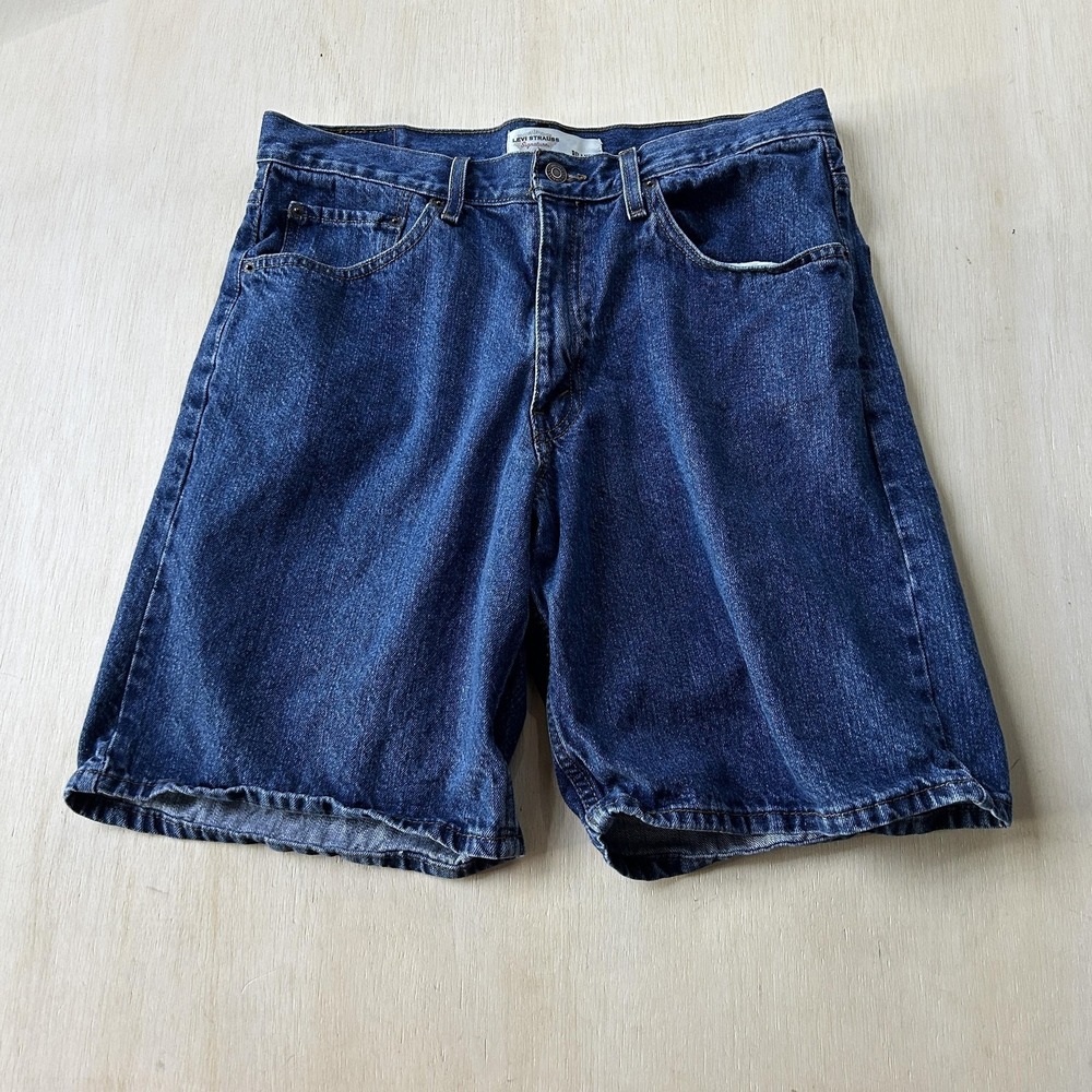 Levi Strauss Signature Denim Shorts Mens 34 Blue Relaxed Fit Bermuda Casual